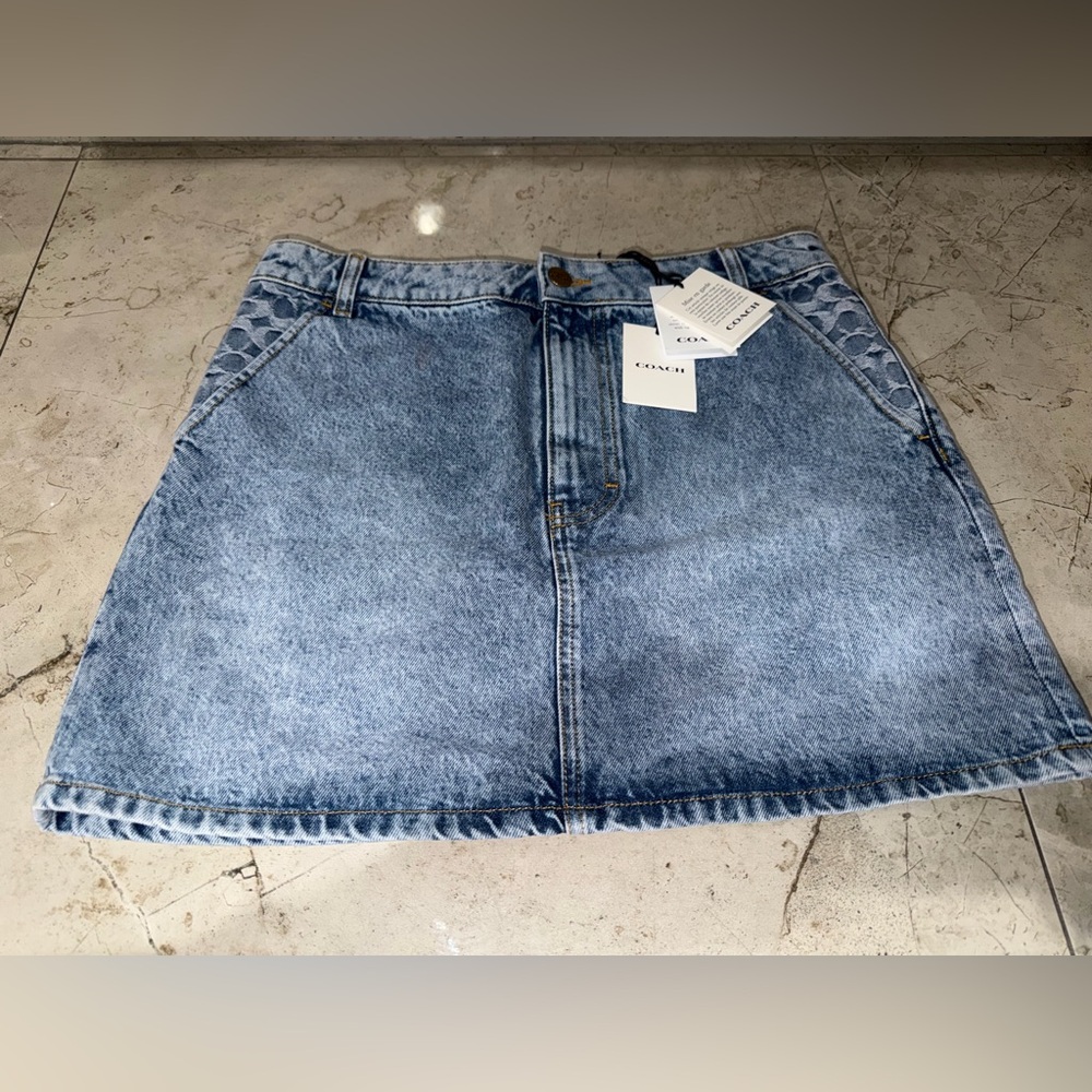 NWT Coach Light Blue Denim Skirt